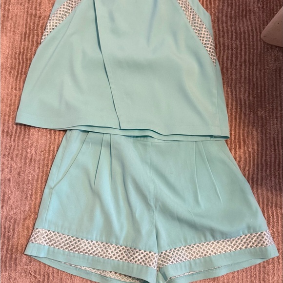 Tops - Women's Aqua Sleeveless Top and Shorts Set